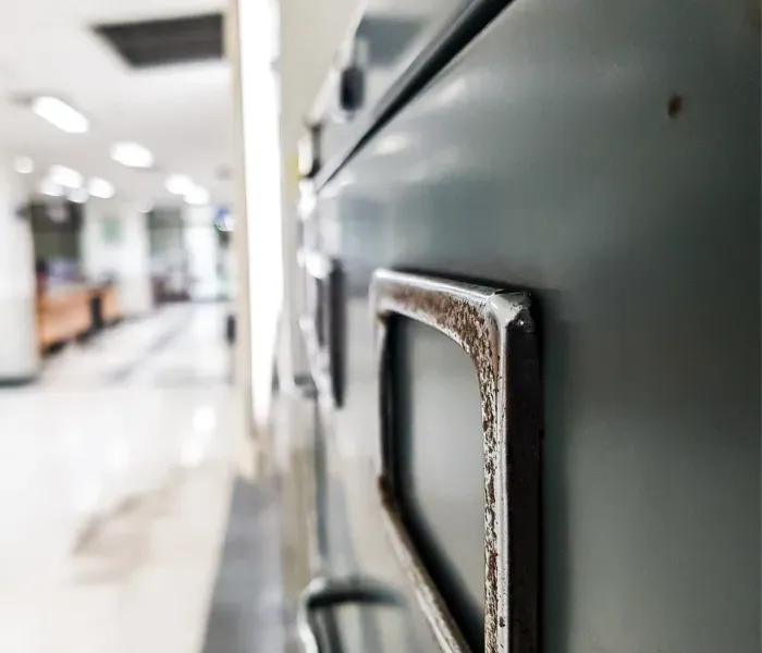 Office filing cabinets in a hallway.